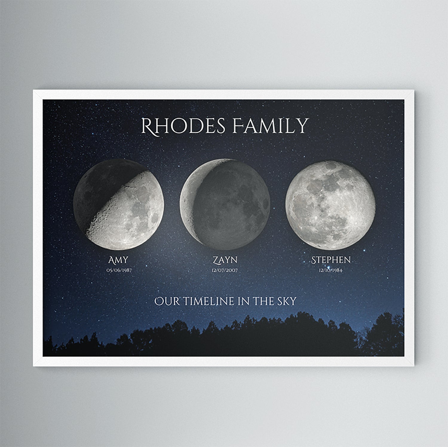 Personalised Moon Phase Map for Family | by Skylit Studio