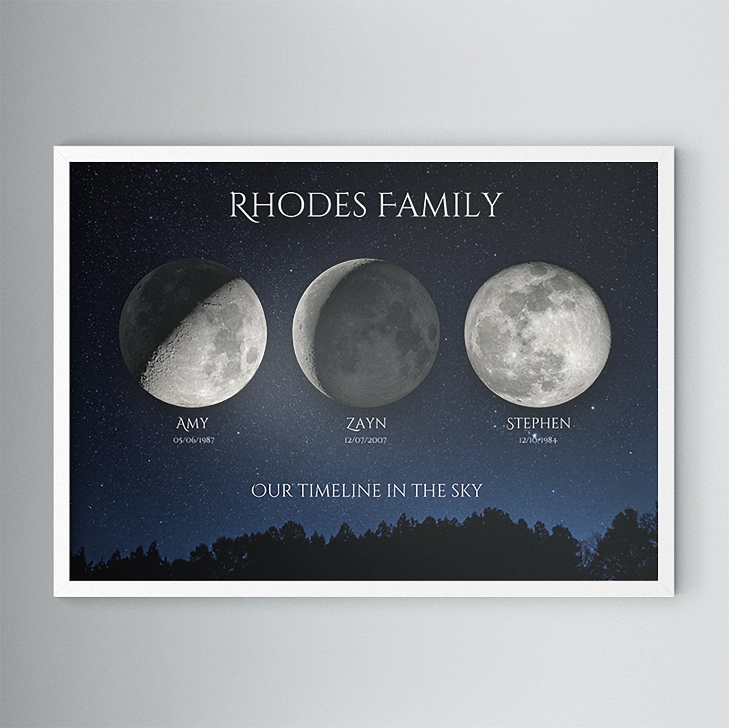 Personalised Moon Phase Map for Family | by Skylit Studio