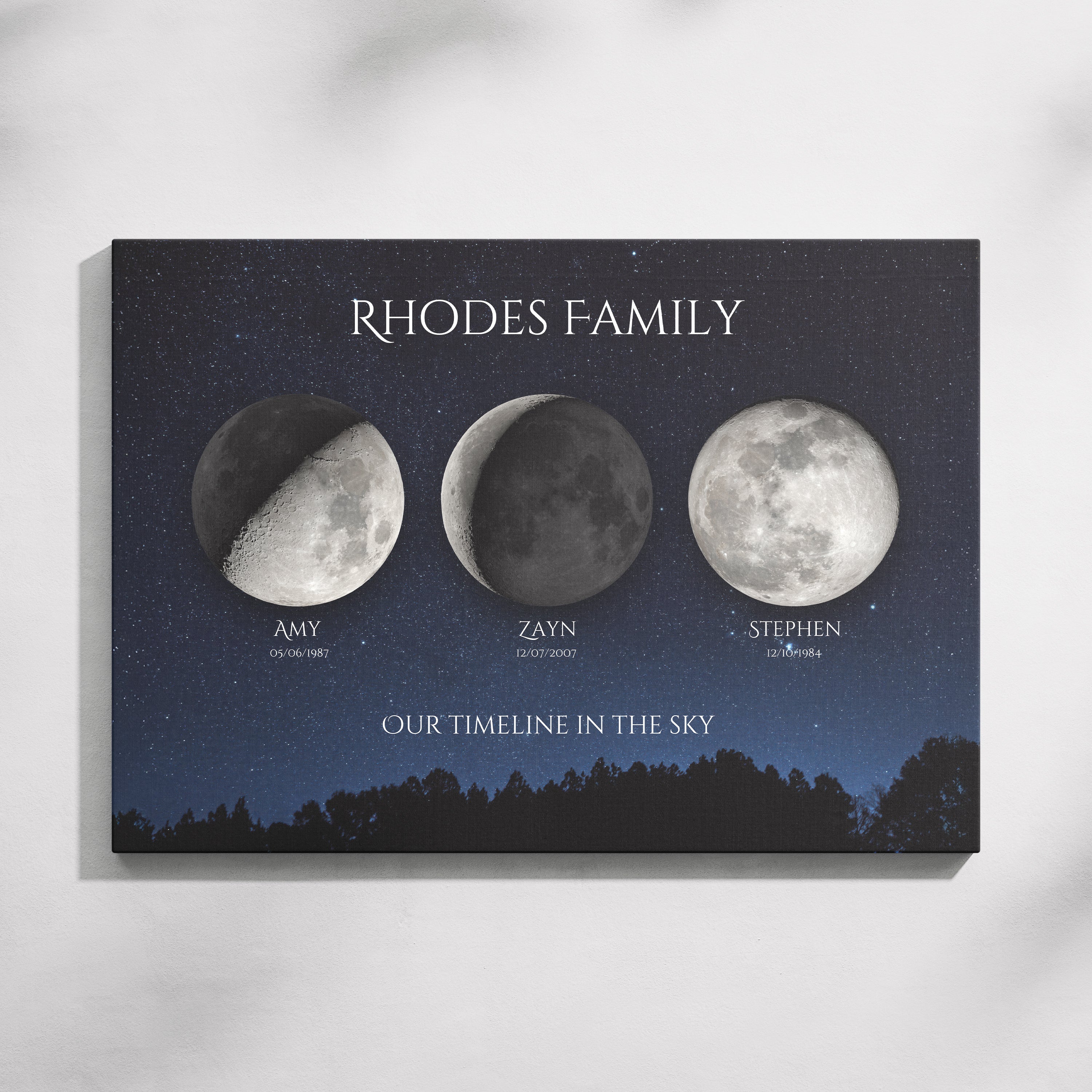 Personalised Moon Phase Map for Family | by Skylit Studio