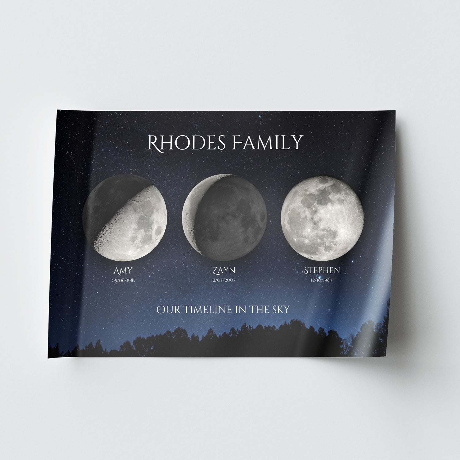 Personalised Moon Phase Map for Family | by Skylit Studio