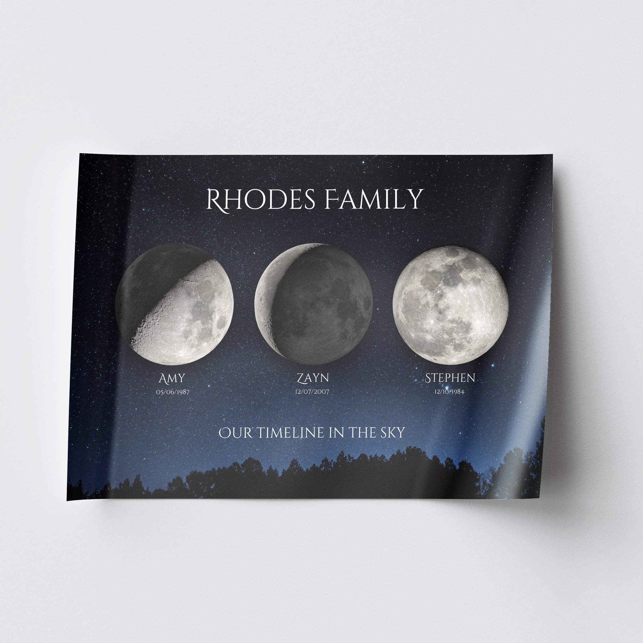 Personalised Moon Phase Map for Family | by Skylit Studio