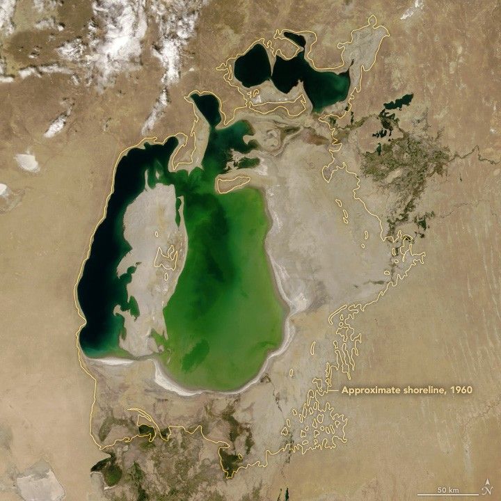 The Aral Sea in 2000, photographed from orbit