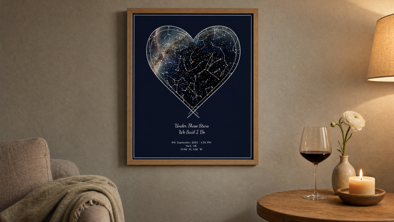 Personalised framed print as a first anniversary paper gift
