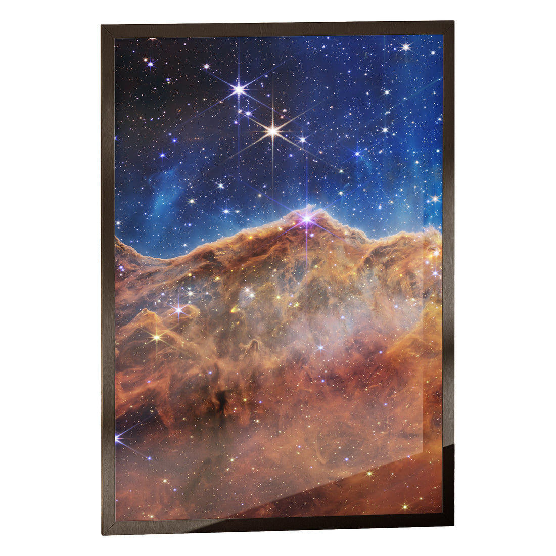 Cosmic Cliffs print in a classic black frame
