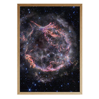 Cassiopeia A print in a natural brown wood frame