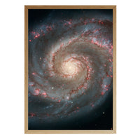 Whirlpool Galaxy print in a natural brown wood frame