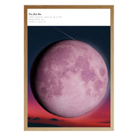 Pink moon on white, header composition, natural brown frame
