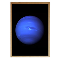 Neptune print in a natural brown wood frame