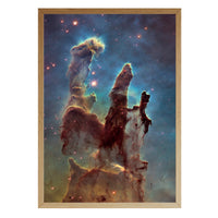 Pillars of Creation (Hubble) print in a natural brown wood frame