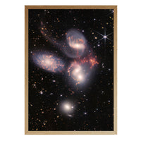 Stephan's Quintet print in a natural brown wood frame
