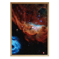 Cosmic Reef print in a natural brown wood frame