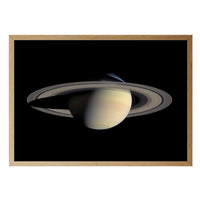 Saturn print in a natural brown wood frame
