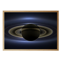 Saturn print in a natural brown wood frame