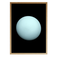 Uranus print in a natural brown wood frame