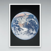 The Blue Marble print in an elegant white frame