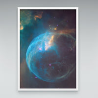 Bubble Nebula print in an elegant white frame