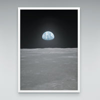 Earth on the Horizon print in an elegant white frame