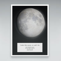 Boxed composition moon map with a bordered caption, elegant white frame