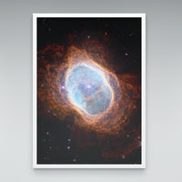 Southern Ring Nebula print in an elegant white frame
