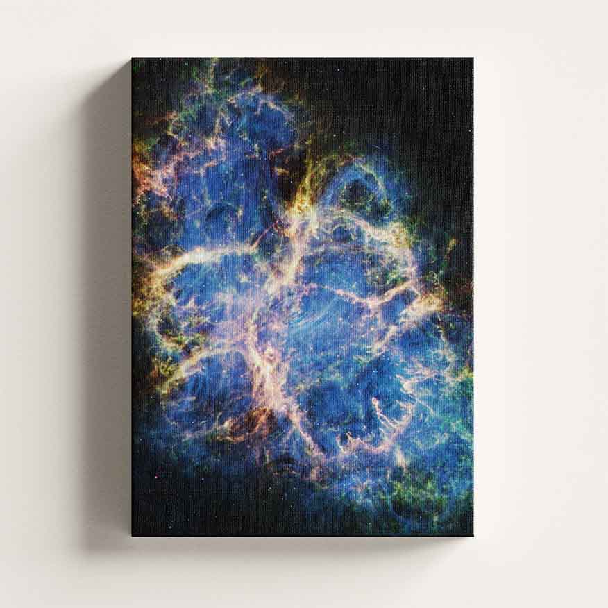 Crab Nebula print on a stretched canvas, Skylit Studio