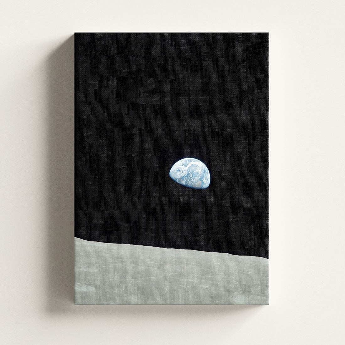 Earthrise print on a stretched canvas, Skylit Studio