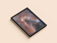 NGC 1333 Perseus print in a black frame, flat lay