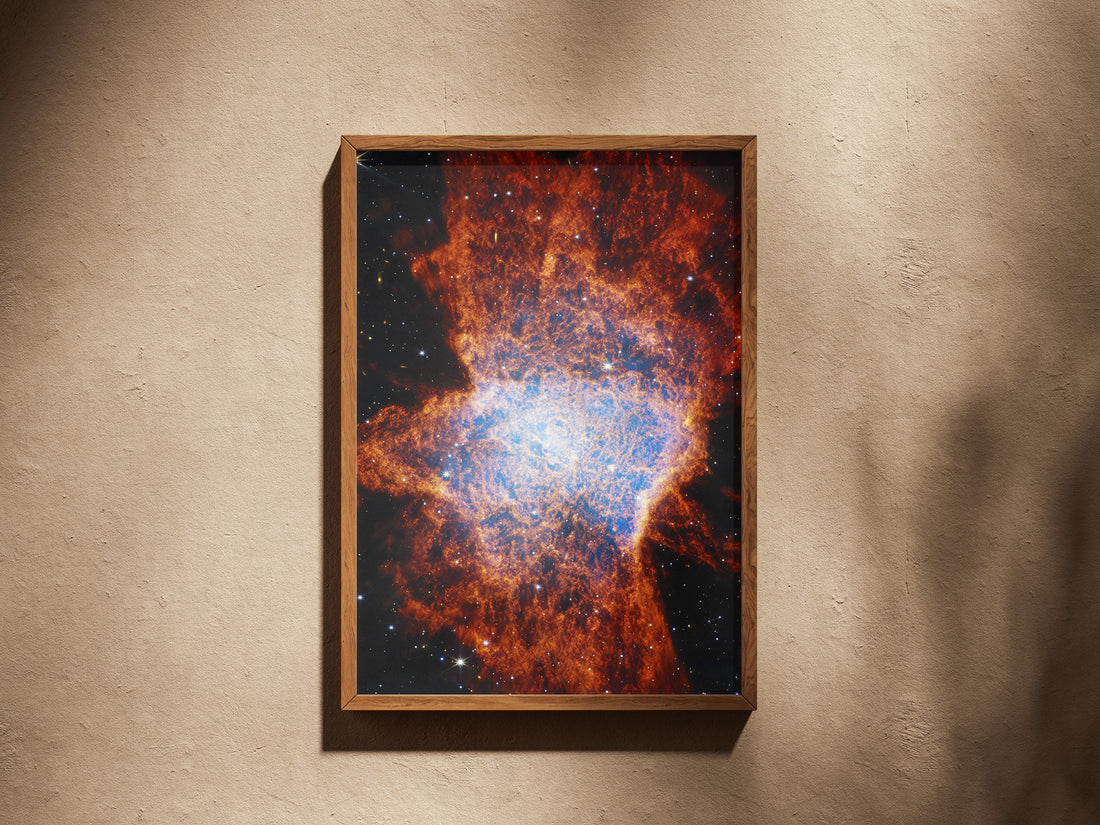 NGC 6072 print in a wooden frame on a plaster wall