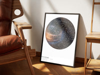 White panel star map leaning on a leather chair